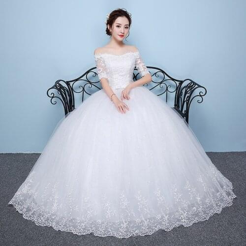 Wedding Dress The Eegant Half Sleeve Boat Neck Ball Gown Off The Shoulder Princess Luxury Wedding Dress