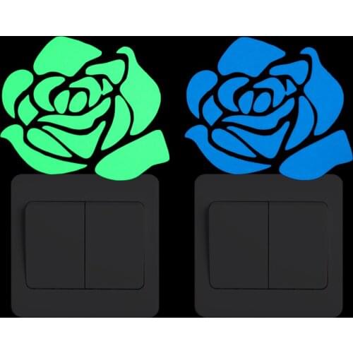 Glowing Rose Switch Sticker Luminous Wall Decor Decal Kids Boys Girls Rooms DIY Personalised Decoration Glow in the Dark Sticker