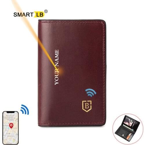 Smart Wallet Bluetooth Thin Mini Wallets Men Women Genuine Leather Small Purse Credit Card Holder With Gift Box Free Engraving