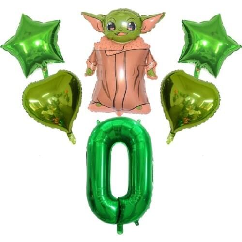 Star Wars Balloons Star War Green Baby Yoda Warrior Robot Foil Balloon Childrens Kids Boys Happy Birthday Party Decorations