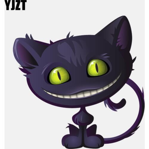 YJZT 12.7CM*12.8CM Lovely Grinning Cheshire Cat Icon PVC High Quality Car Sticker 11-01092