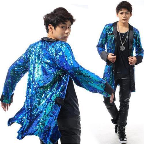 Green Silver Stage fashion Color sequins man spring 2020 jacket short coat men jackets for mens clothing suits 2XL