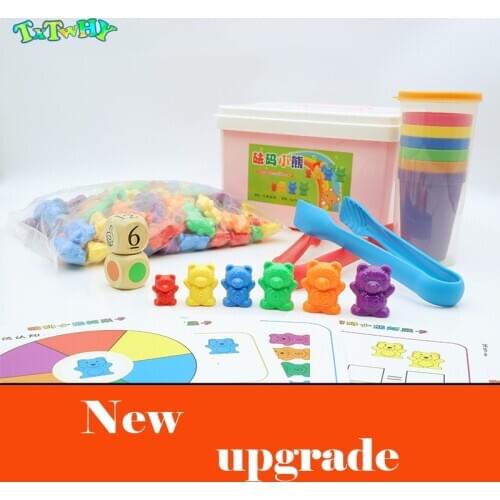 1 set Counting Bears With Stacking Cups - Montessorily Rainbow Matching Game Educational Color Sorting Toys For Toddlers