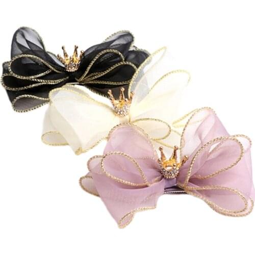1pc dimensional Organza Hair Bows Hair Accessories For Girls Korea Princess Hair Clips Flower Crown Hair Ornaments Rim Hairpin