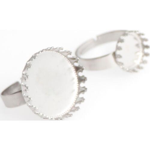 10 Pcs Stainless Steel Adjustable Crown Side Ring Settings Blank Base Fit 12mm 20mm Glass Cabochons Ring Bezels