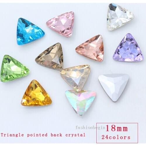 12p 18mm Trigon pointed Foiled back fancy stone faceted crystal glass diamante rhinestones jewels shoes,necklace,brooch repair