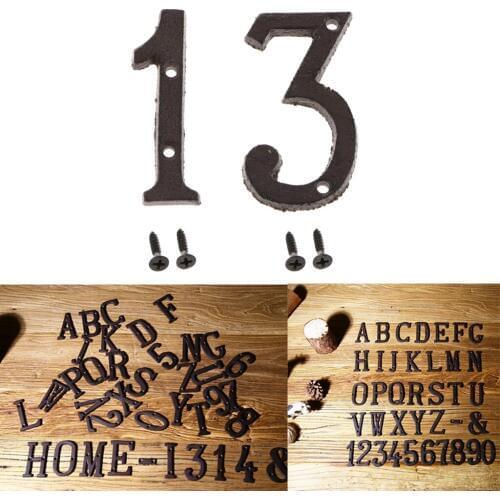2pcs Cast Iron Metal Door Number Sign Plaque House Garden Name Address Sign Sticker Plate 1 3