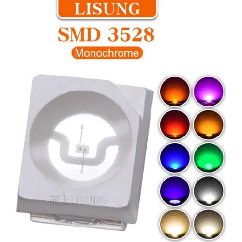 2000pcs/bag SMD 3528 SMD LED Emitting Diode Lamp Chip Light Beads Warm White Red Green Blue Yellow Orange Micro 3V SMT