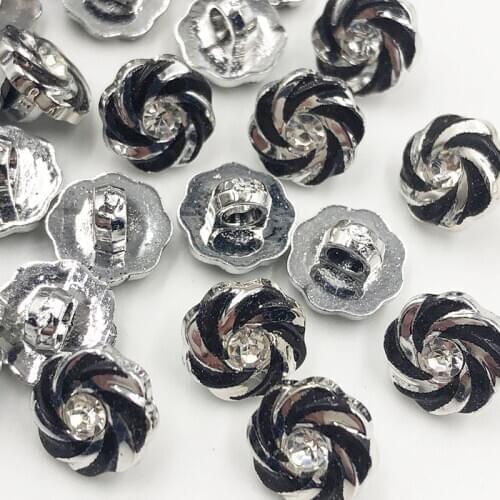 30/50/150PCS 12MM Silver New Plating Buttons With Rhinestones Shank DIY Apparel Sewing Accessories Shirt PT321
