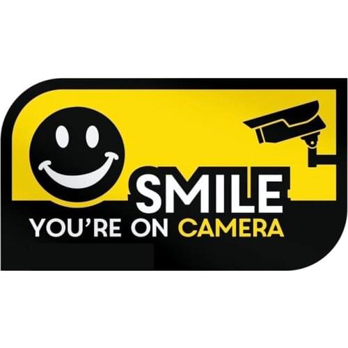 4Pcs Smile You're on Camera Security CCTV Warning Sticker Vinyl Water Proof Decals Car Styling Decoration Indoor Outdoor 4X2CM