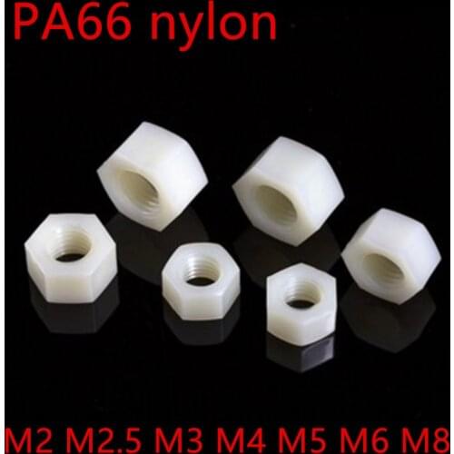 500-1000pcs wholesale m2 m2.5 m3 m4 m5 m6 m8 M10 white Nylon hex nut plastic hex nut Nylon DIN934