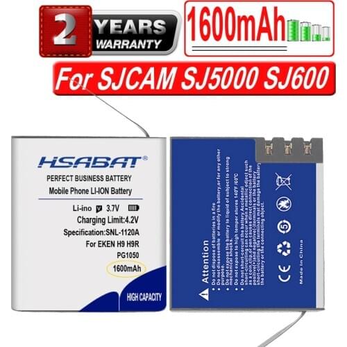 HSABAT 1600mAh PG1050 Action Camera Battery for EKEN H9 H9R H3 H3R H8PRO H8R SJ4000 SJCAM SJ5000 M10 SJ5000X