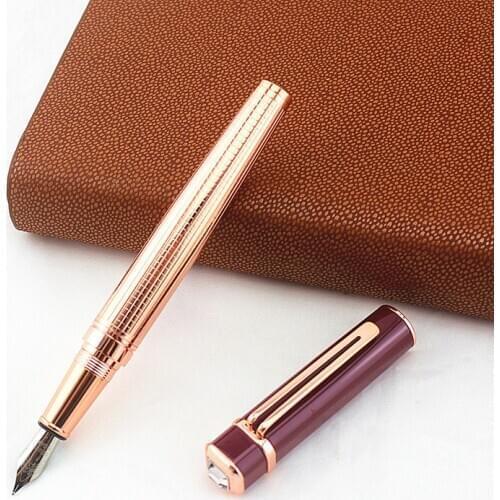 Diamond Classic Metal Fountain Pen 0.5mm Nib Steel Ink Pens for Gift Office Supplies School Supplies gift Fluffy bag