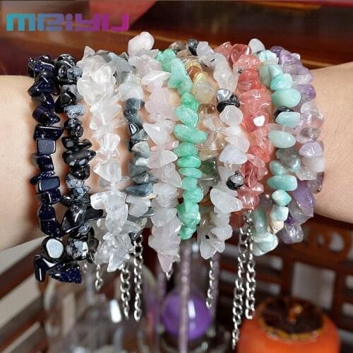 Amethyst Color Agate Tourmaline Bracelet Multi Color Optional Irregular Gravel Natural Stone Couples Bracelet for Men Women