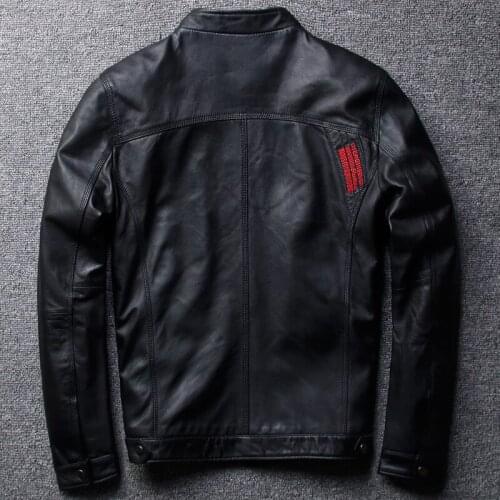 Genuine Men Real Sheepskin Motorcycle Biker Leather Jacket Coat Casual Slim Male Autumn Winter jaqueta de couro