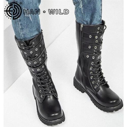 Fashion Man Boots Rivet Combat Boots Male Punk Style Goth Biker Shoes Casual Luxury Leather Motorcycle Boots Men Army Boots