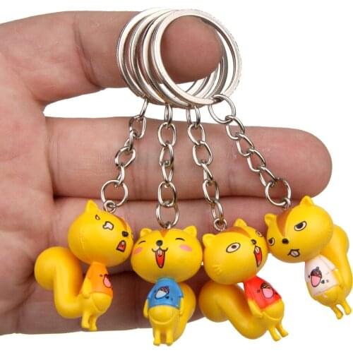 4pcs/lot cute cartoon forest animals keychain creative resin pig rabbit fox bear key chain ring for children bag charm toy