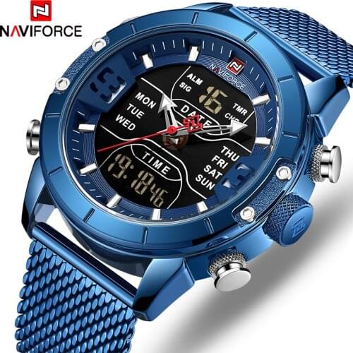 NAVIFORCE Men Watch Top Luxury Brand Man Military Sport Quartz Wrist Watches Stainless Steel LED Digital Clock Relogio Masculino