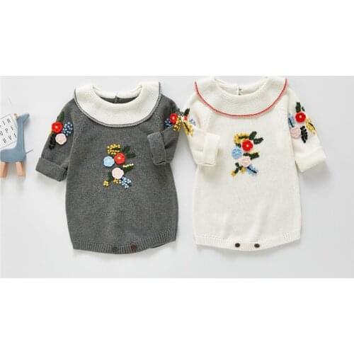 Baby Rompers Spring Embroidery Knitted Baby Clothes Newborn Infant Baby Girls Boys Romper Overalls Toddler Jumpsuit For Girl