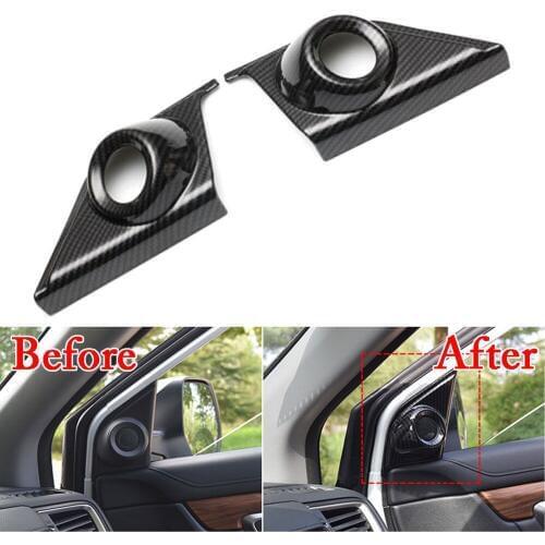 For Honda CRV CR-V 2017 Carbon Fiber Color/Silver Front Door Loud Stereo Speaker Cover Trim Decorative Car-styling Accessories