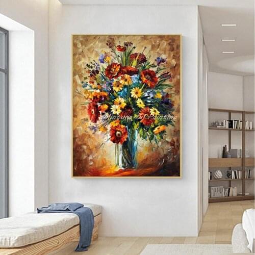 Canvas Oil Painting Hand-painted Top Fashion Sale Freeshipping Still Life Beatiful Flower For Living Room Home Decor Wall Art