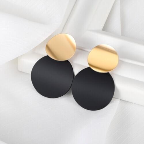 Korean New Fashion Statement Round Drop Earrings For Women 2020 Geometry Black Matte Metal Dangle Earrings Trend Vintage Jewelry