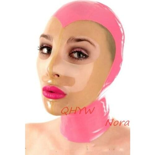 Handmade Latex Hoods Rubber Mask Sexy Latex Women Full Head Fetish Cosplay with Back Zipper Club Wear Halloween Costumes