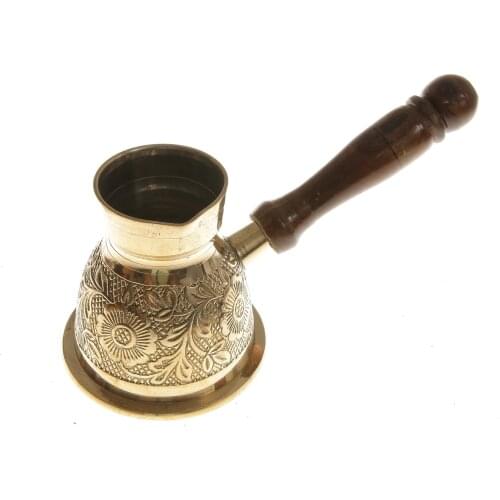 Brass Coffee Pot With Wooden Handle