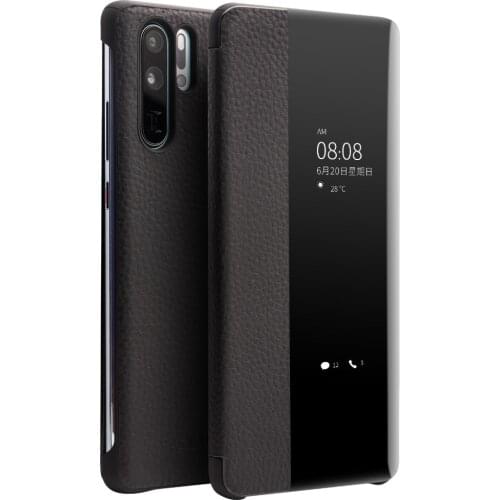 QIALINO Fashion Genuine Leather Flip Case for Huawei P30 Pro 6.47 inch Handmade Phone Cover with Smart Window for Huawei P30