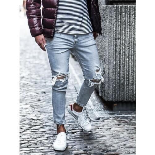 Men Jeans Clothing 2020 New Autumn Winter Skinny Jean Streetwear Hip Hop Slim Pencil Pants Fashion Denim Trousers Plus Size 3XL