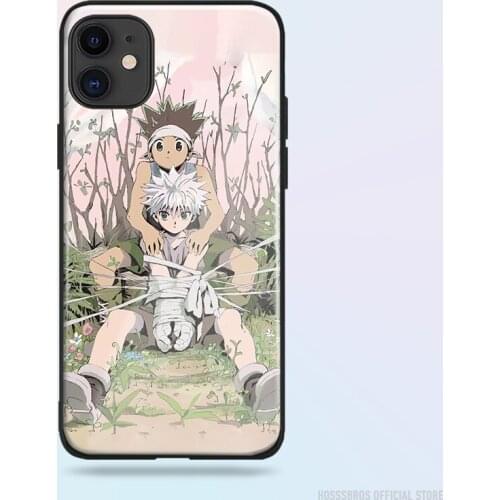 Gon and Killua Best Friends Soft Silicone Glass for IPhone SE 6 6s 7 8 Plus X XR XS 11 12 Mini Pro Max Phone Case Cover Shell