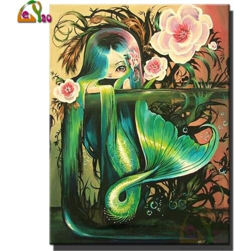 New Diamond Painting Kit Fairy 5D DIY Diamond Embroidery Cute Mermaid Pictures Of Rhinestones Mosaic Cross Stitch Wall Art