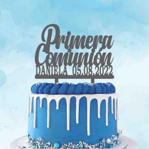 Personalized Communion Toppers Custom Name Date Spanish Primera Comunión Cake Topper For Kids Comunión Party Cake Decoration