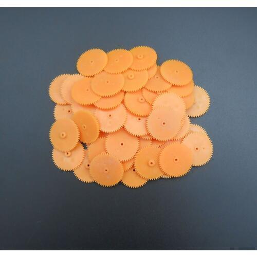 40PCS/LOT 0.5M 56T 2A Plastic Spur Gear 0.5 Modulus T=56 Aperture: 2mm 1.95MM Tight Fitting 56 Teeth 4MMX29MM Soft Orange *FD865