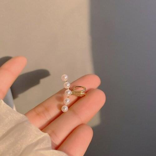 Origin Summer Hollow Out Metallic Pearl Bead Clip Earring for Women Girls Charming Gold Color Earring Jewellery Pendientes