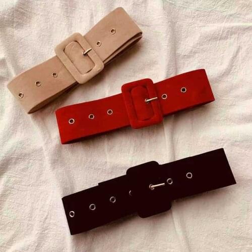 Women Fashion Suede Belt Square Buckle Wide Belts For Ladies Coat Sweater Dress Waistband Strap