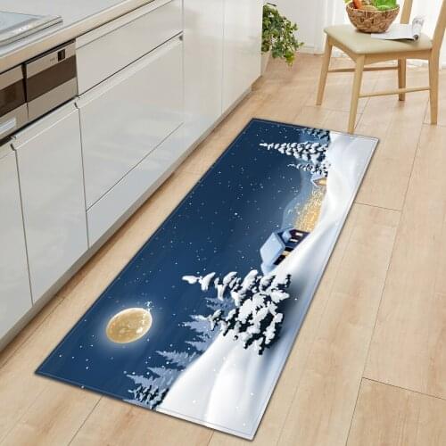 Merry Christmas Kitchen Carpet Decoration Bedroom Entrance Doormat Home Hallway Balcony Bath Anti-Slip Mat Children Long Rug