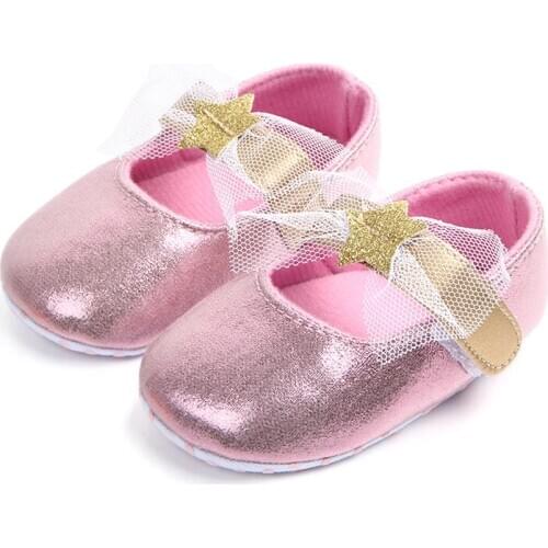 Cute Baby Girl Shoes Princess First Walkers Bling Mesh Bow Newborn Crib Shoes Moccasins Soft Sole Infant Toddler Girl Shoes 2019