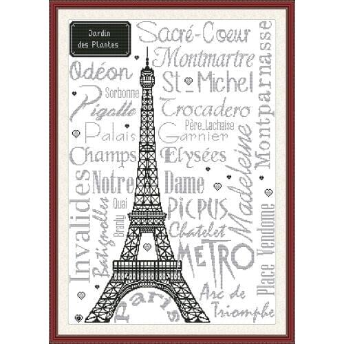 Everlasting Love Eiffel Tower Chinese Cross Stitch Kits Ecological Cotton 11 CT Stamped DIY Christmas Decorations For Home Gift
