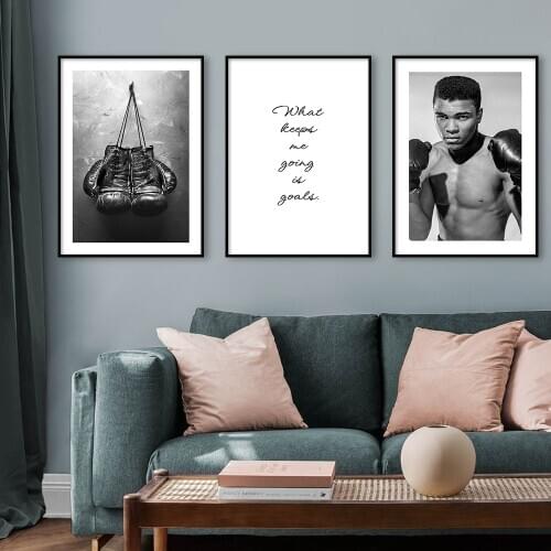 Vintage Decor Prints Boxing King Legend Muhammad Ali Painting Motivational Quotes Poster Nordic Canvas Wall Art Picture For Home