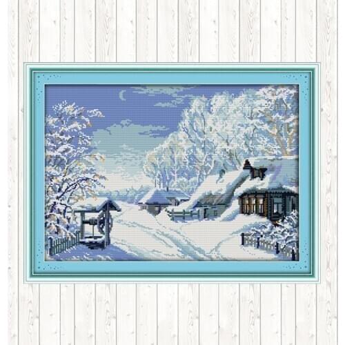 The Middle of Winter DMC Needlework Cross Stitch Sets for Embroidery Thread Kits Scenery Patterns 14ct DIY Handmade Home Decor