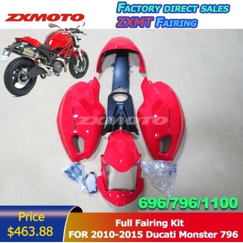 ZXMOTO Motorcycle Panel Bodywork Full Fairing Body Kit ABS Plastic For 2010-2015 Ducati Monster 796 696 1100 2009 Vivid Red OEM