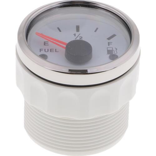 2 inch DC12 Fuel Level Gauge - Universal Oil Meter E-1/2-F Indicating Range, with Stainless Bezel for Marine Boat RV Car