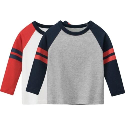 2021 Autumn Childrens Clothing Boy Long Sleeve Cotton T-shirt Stripe Tops Patchwork Fashion Kids Bottoming Shirt Baby Clothes