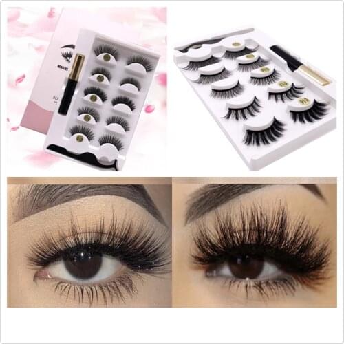 5 Pairs Magnetic Eyelashes 6D With 8PCS magnet magnetic lashes Natural curl faux cils magnetique mink eye lashes tweezers
