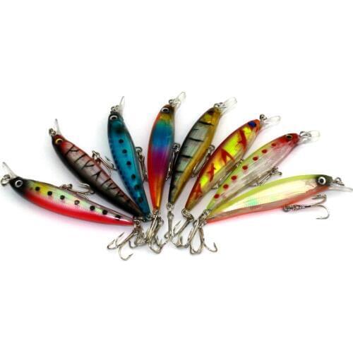 Big Sale 8pcs New Minnow Fishing Lure Hard Artificial Plastic Tackles Isca Bass Swimbait Fake Lures 8.5cm 7.2g