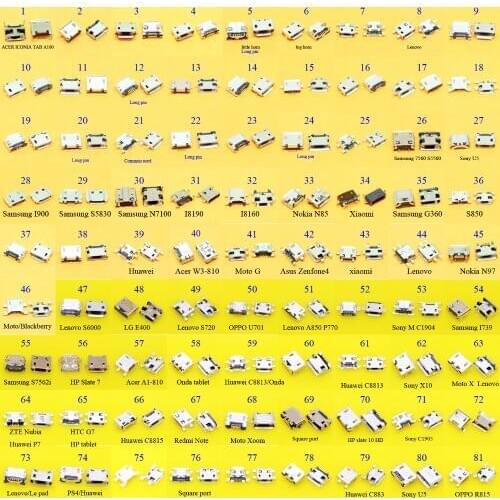 81 models mini micro usb charging Port connector socket jack 7 PIN 5PIN for Samsung HTC Lenovo ZTE huawei Xiaomi phone tablet