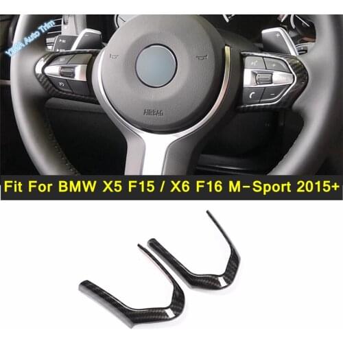 Lapetus ABS Auto Steering Wheel Button Frame Cover Trim 2 Pcs Fit For BMW X5 F15 / X6 F16 M-Sport 2015 - 2018 Interior Parts