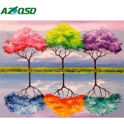 AZQSD DIY Painting By Number Canvas Kits Tree Home Bedroom Wall Artwork 40x50cm Coloring By Numbers Landscape Unique Gift