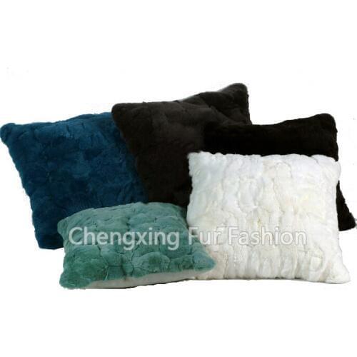 Free Shipping CX-D-22 Thick Style Patchwork Rabbit Pillow Genuine Rex Rabbit Fur Cushion Cover